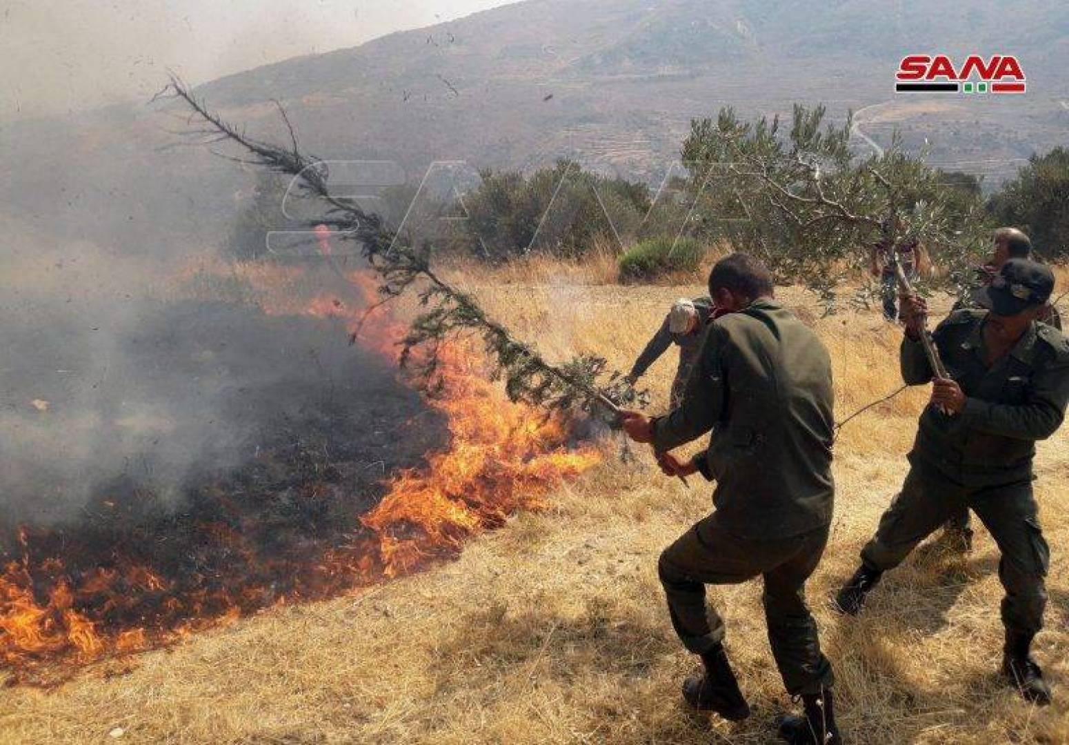 الجيش السوري يساعد في إطفاء حرائق ريف حماة 