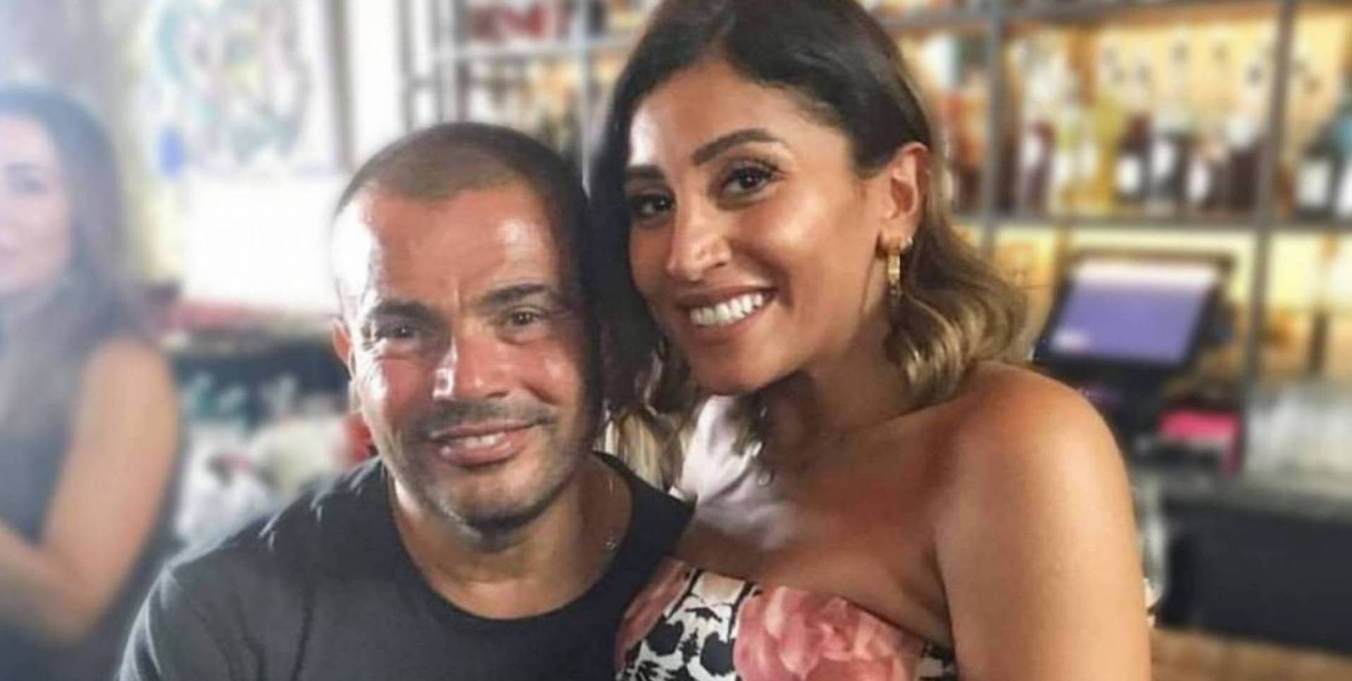 لقاء عمرو دياب ودينا الشربيني في حفل زفاف