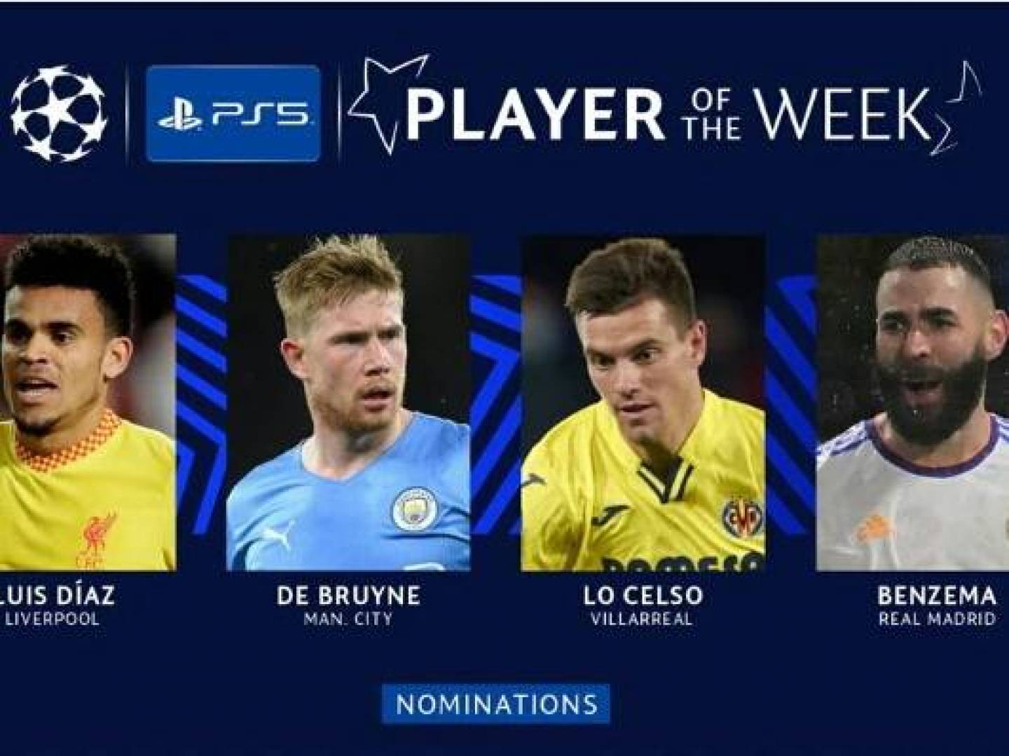 الاتحاد الأوروبي لكرة القدم يعلن عن قائمة اللاعبين المرشحين لجائزة الأفضل في دوري أبطال أوروبا هذا الإسبوع