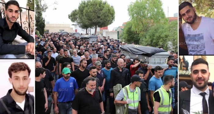 يارون ودعت عرسانها الاربعة ضحايا حادث كاليفورنيا ... حزن وبكاء ودماء شباب ضاعت في أرض الغربة